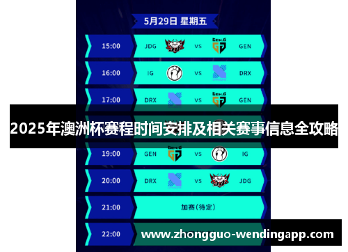 2025年澳洲杯赛程时间安排及相关赛事信息全攻略